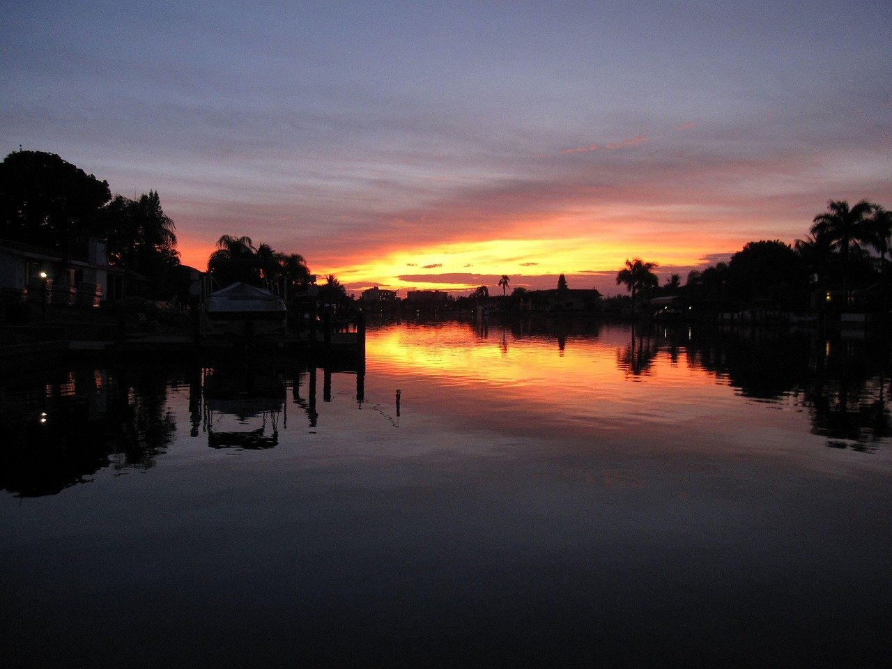 florida, cape coral, channel, nature, sunset